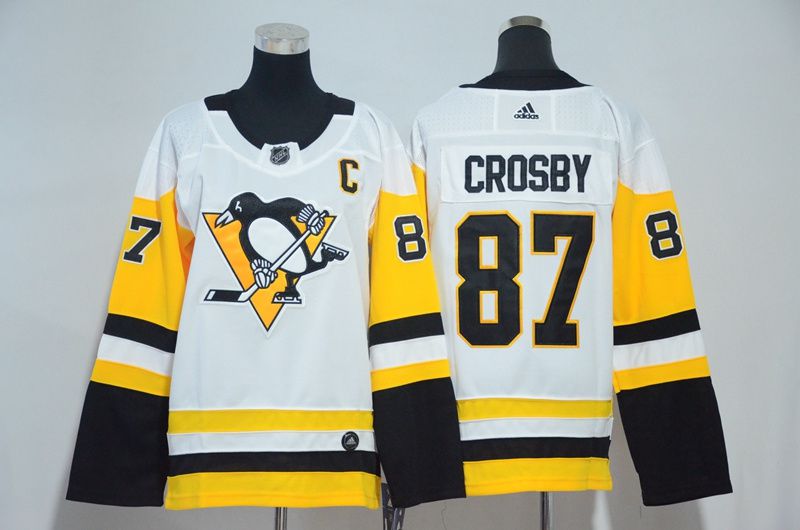 Women Pittsburgh Penguins 87 Crosby White Hockey Stitched Adidas NHL Jerseys